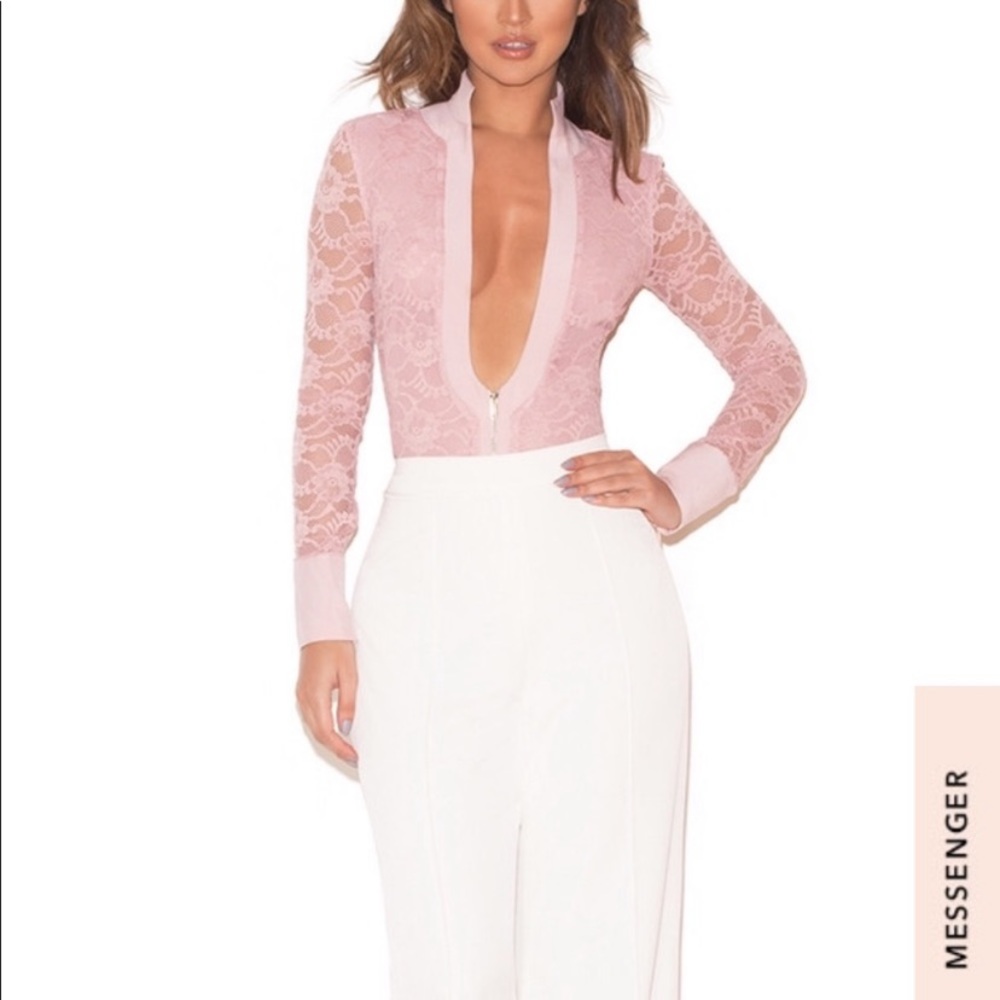 House of CB Pink Paraisa Lace Bodysuit